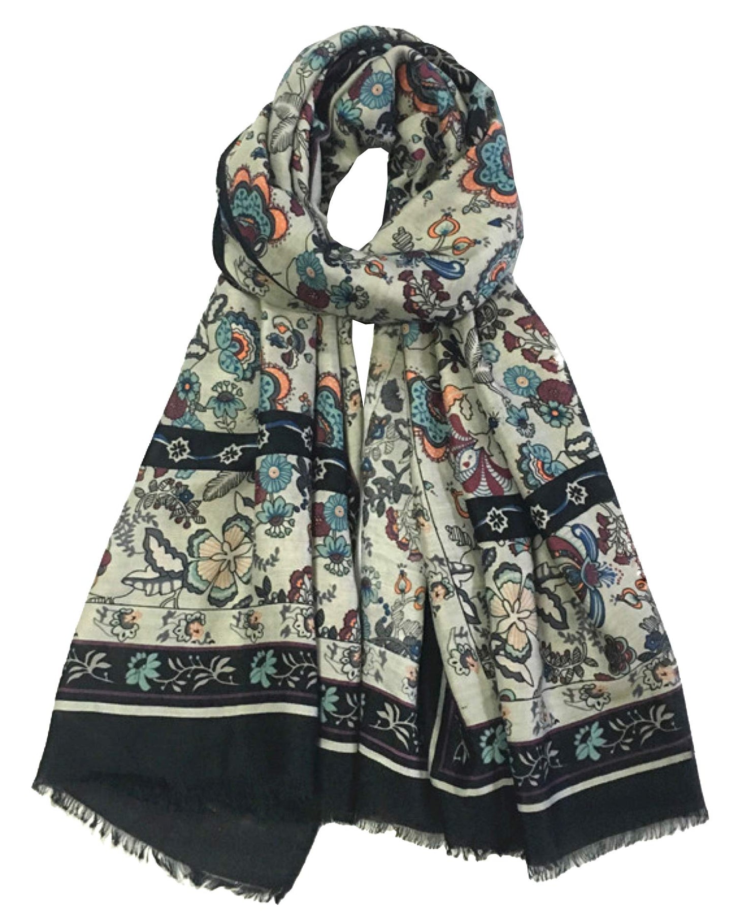 World of Shawls Classy Picturesque Fully Floral Printed Scarf for Women Ladies Shawl Wrap Stole