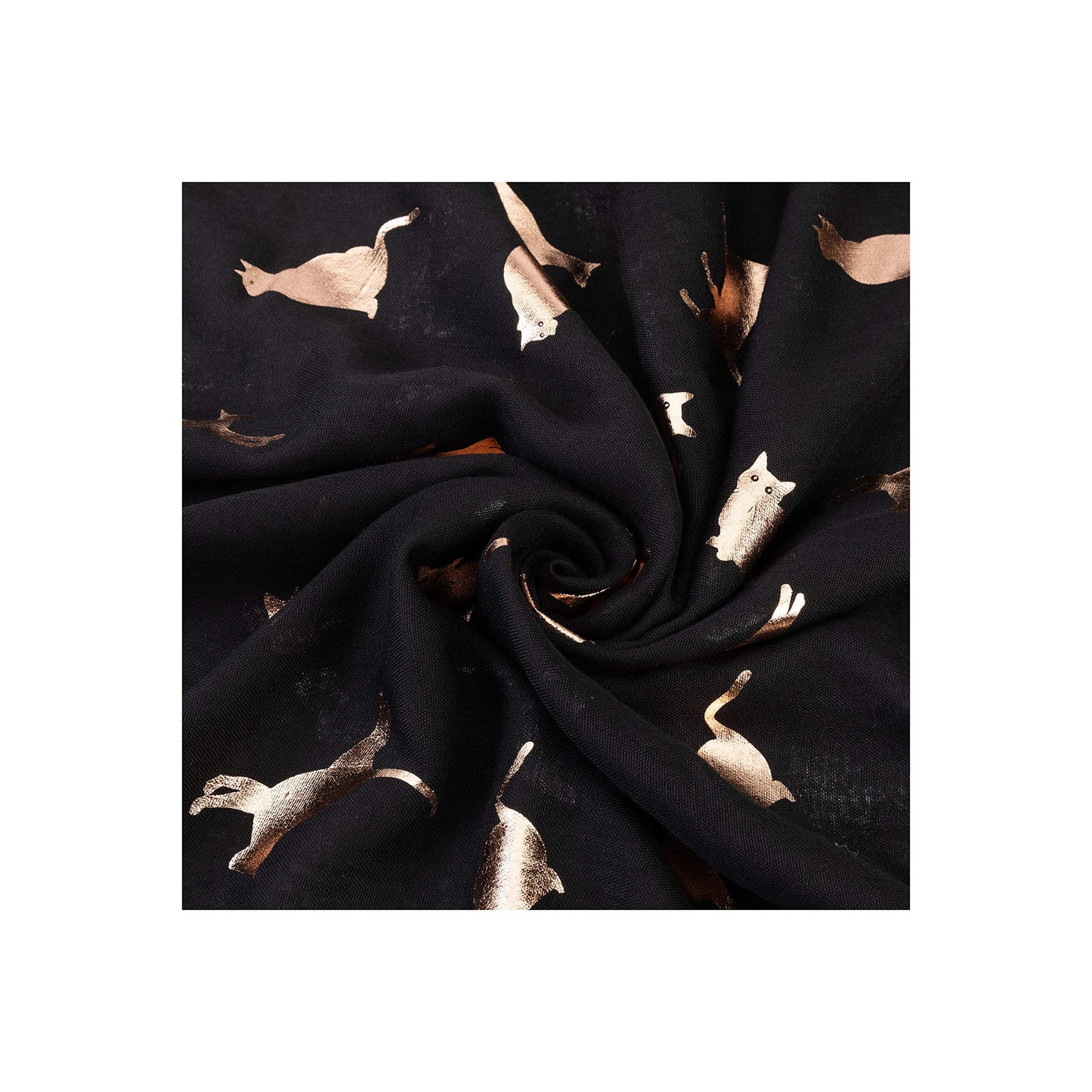 World of Shawls New Ladies Women's Rose Gold Cat Print Glitter Foil Sparkle Scarf Scarves