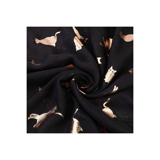 World of Shawls New Ladies Women's Rose Gold Cat Print Glitter Foil Sparkle Scarf Scarves