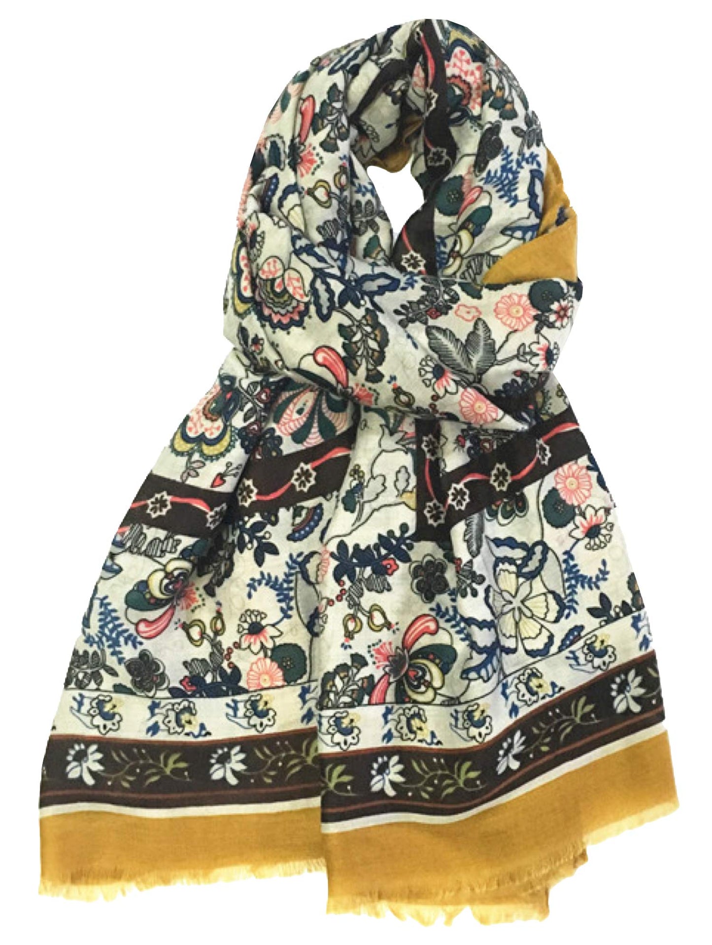 World of Shawls Classy Picturesque Fully Floral Printed Scarf for Women Ladies Shawl Wrap Stole