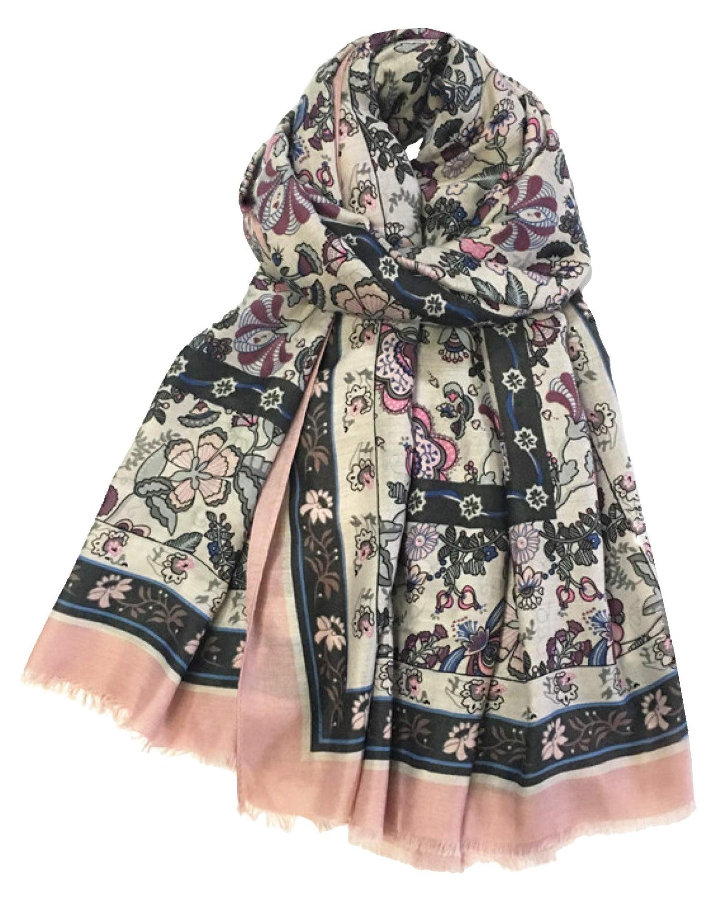 World of Shawls Classy Picturesque Fully Floral Printed Scarf for Women Ladies Shawl Wrap Stole
