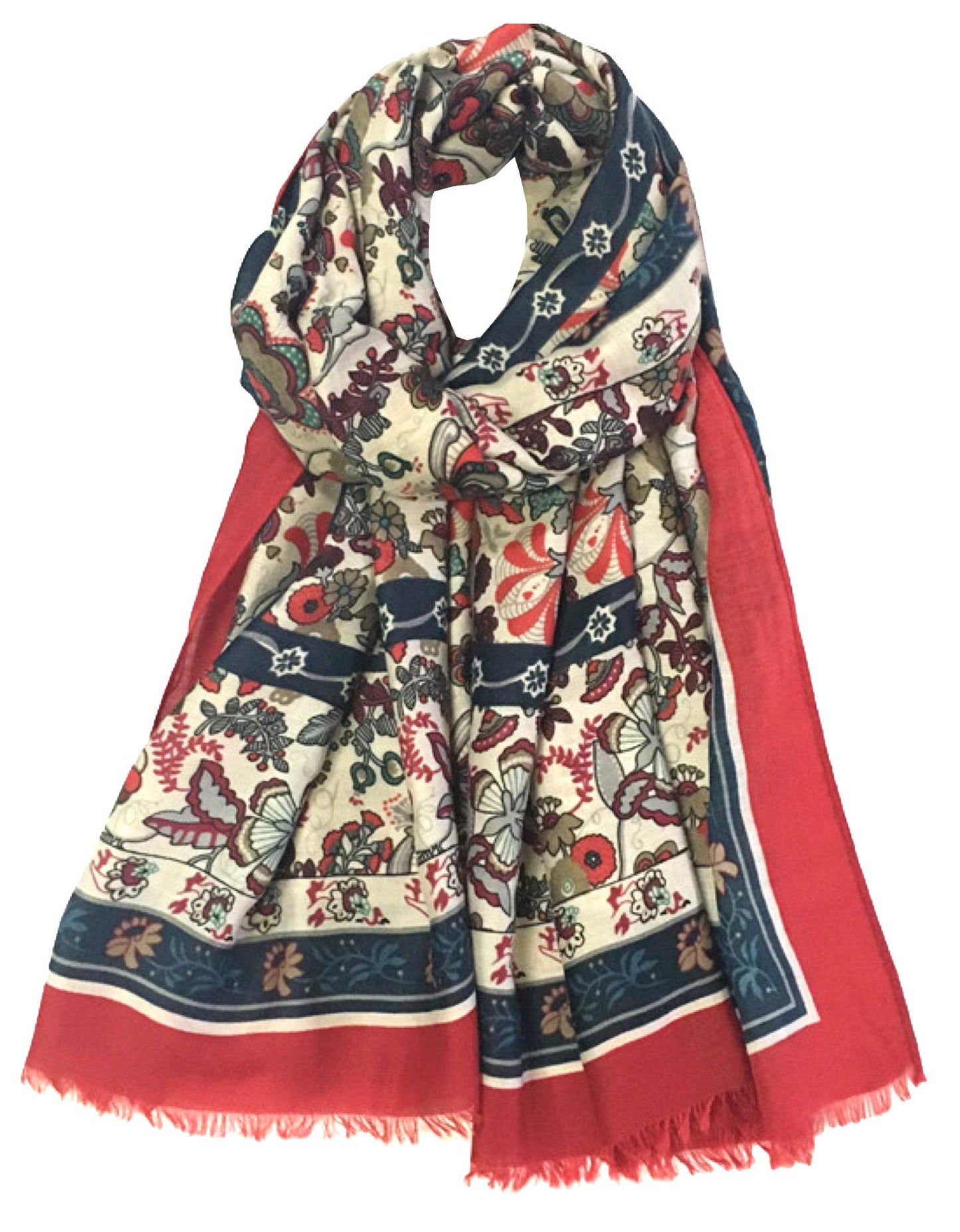 World of Shawls Classy Picturesque Fully Floral Printed Scarf for Women Ladies Shawl Wrap Stole