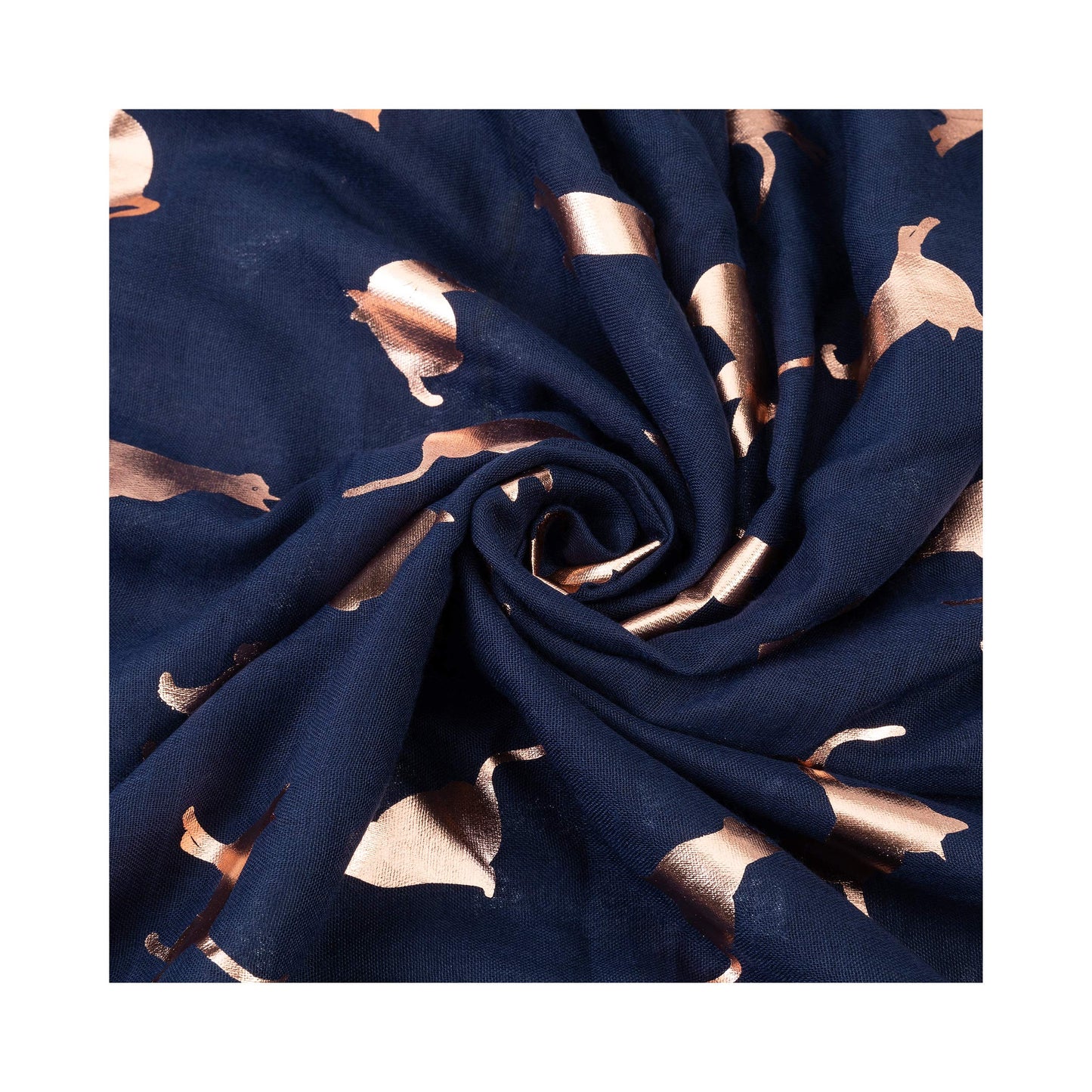 World of Shawls New Ladies Women's Rose Gold Cat Print Glitter Foil Sparkle Scarf Scarves