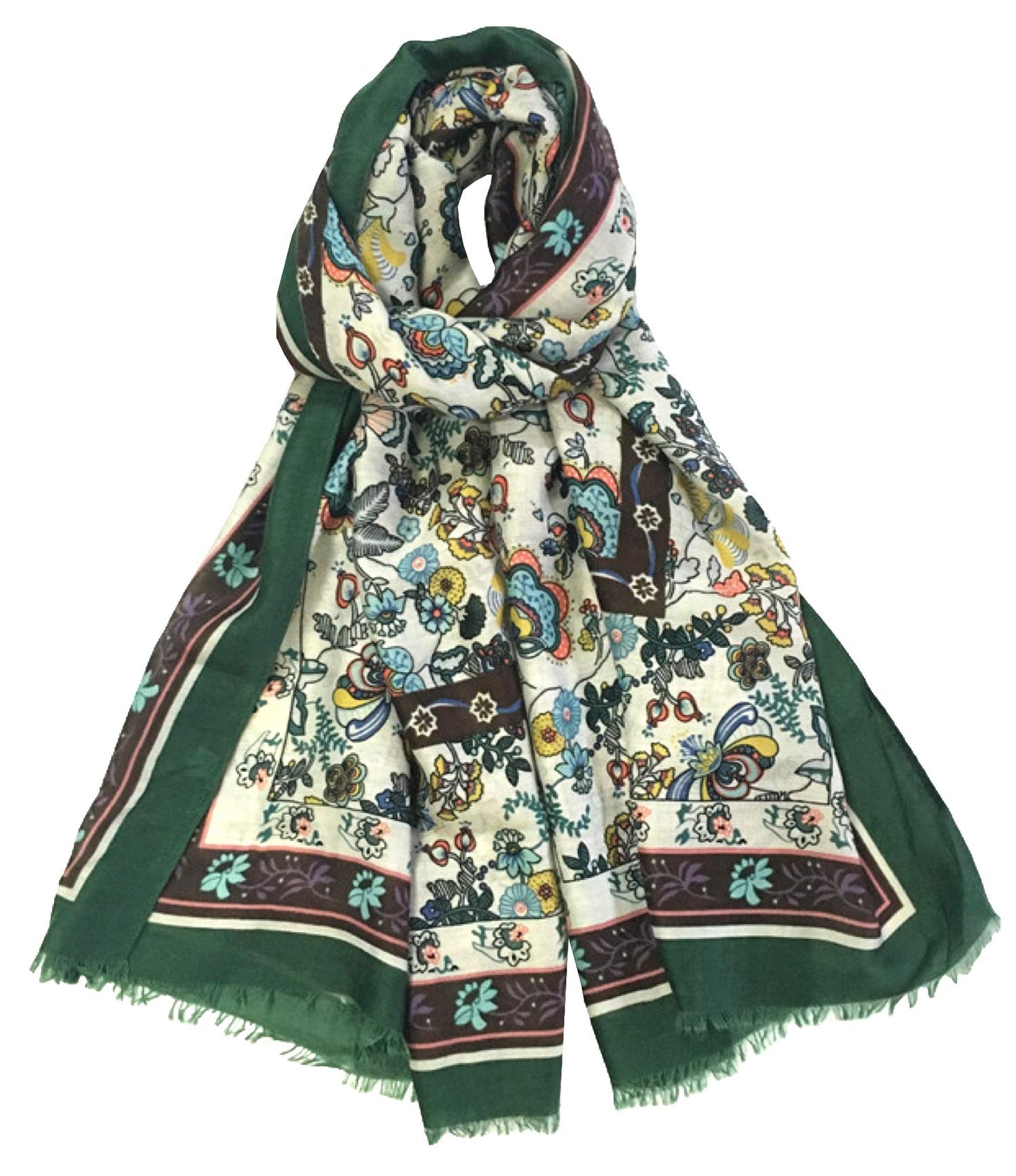 World of Shawls Classy Picturesque Fully Floral Printed Scarf for Women Ladies Shawl Wrap Stole