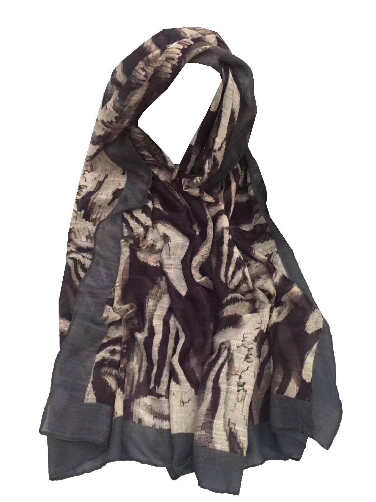 World of Shawls Tiger Print Scarf Wrap Sarong Shawl Scarves for Women Ladies - Navy Black Brown Grey Maroon Mustard Dusky Pink