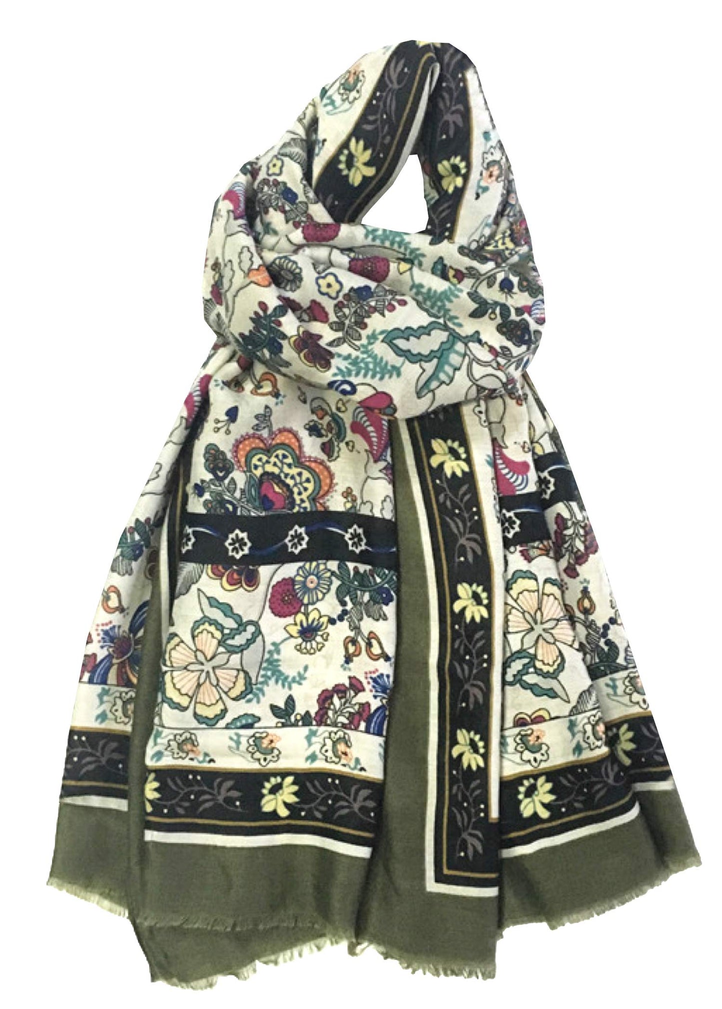 World of Shawls Classy Picturesque Fully Floral Printed Scarf for Women Ladies Shawl Wrap Stole