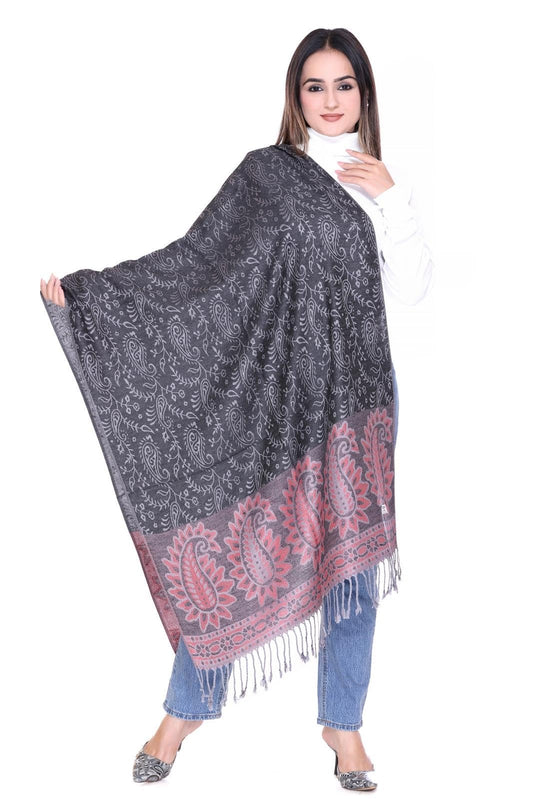 World of Shawls Reversible Paisley Design Pashmina Shawl for Women, 28x80 cm, Soft Warm Pashmina Blend