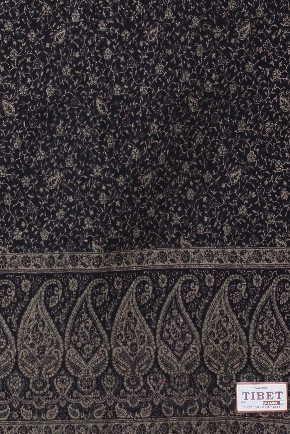 OverSized Winter Paisley Wool Blend Shawl - 100x200 Cm with Heritage Label and Fringed Edges