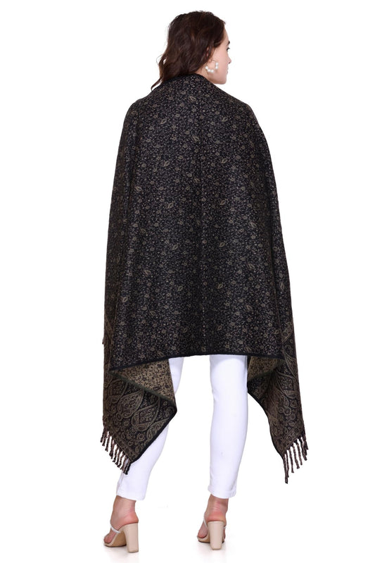 OverSized Winter Paisley Wool Blend Shawl - 100x200 Cm with Heritage Label and Fringed Edges