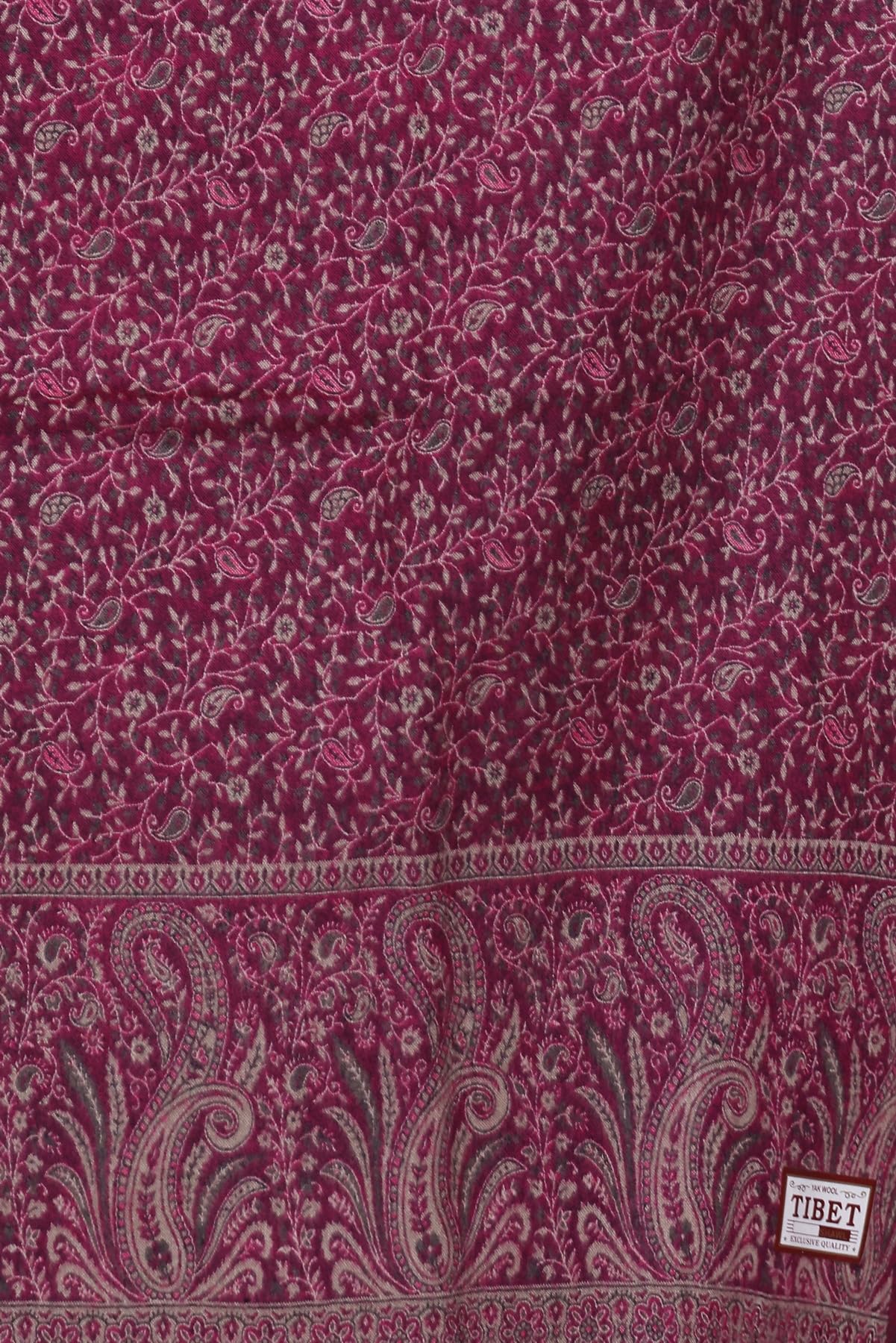 OverSized Winter Paisley Wool Blend Shawl - 100x200 Cm with Heritage Label and Fringed Edges
