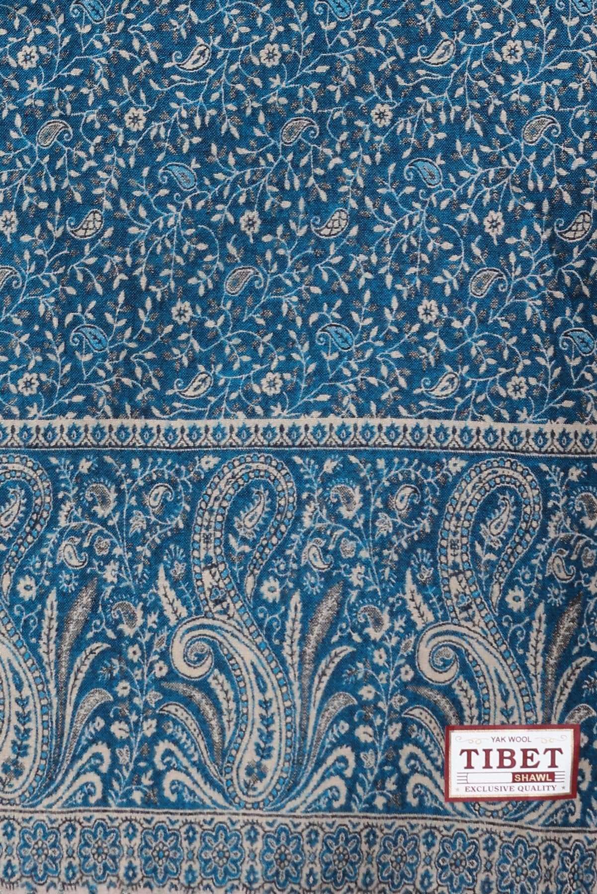 OverSized Winter Paisley Wool Blend Shawl - 100x200 Cm with Heritage Label and Fringed Edges