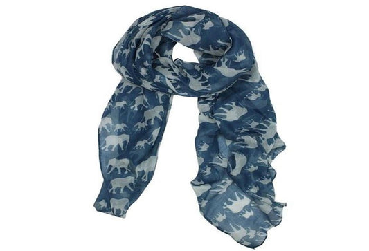 Extra Large Womens Gorgeous Fashion Scarf in Elephant Design/Light Green Turquoise