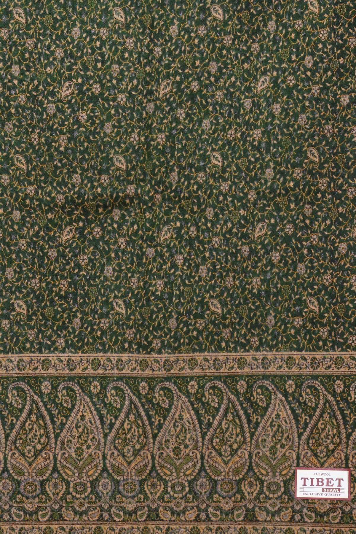 OverSized Winter Paisley Wool Blend Shawl - 100x200 Cm with Heritage Label and Fringed Edges