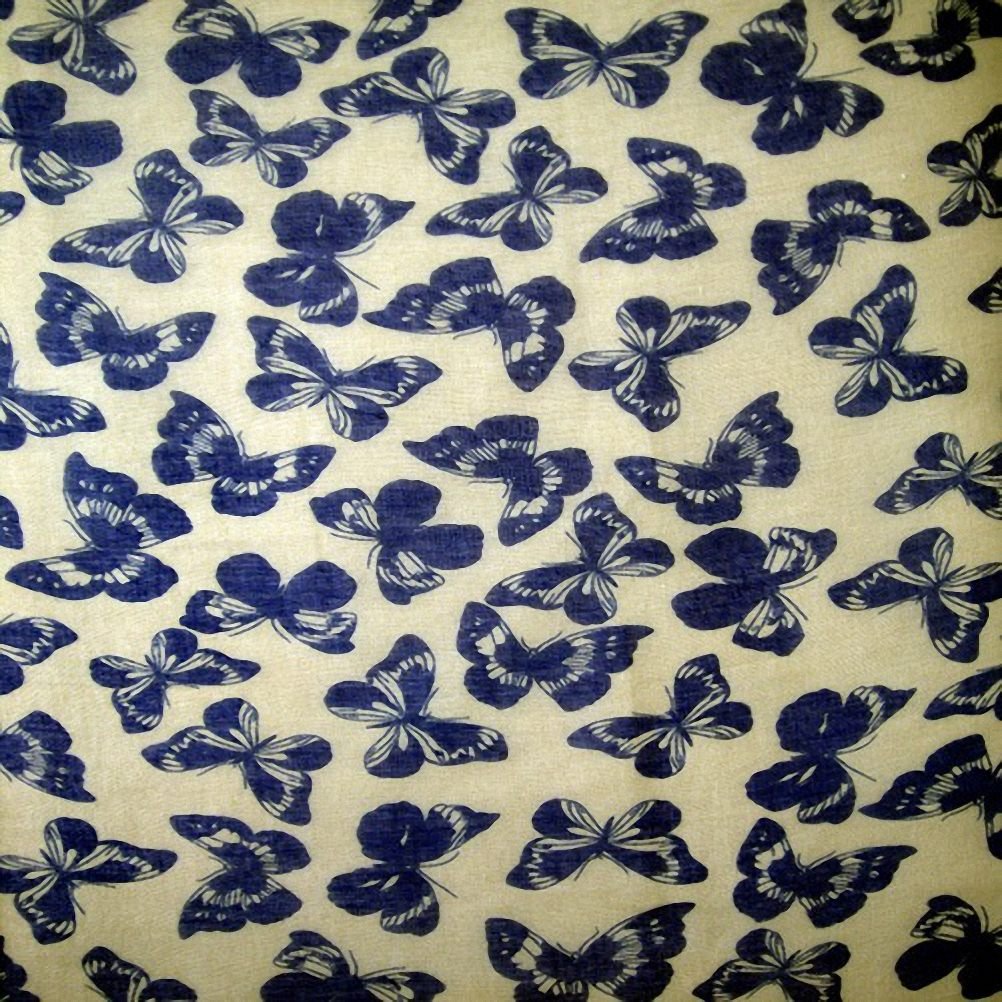 Butterfly print women scarves (Navy butterfly)