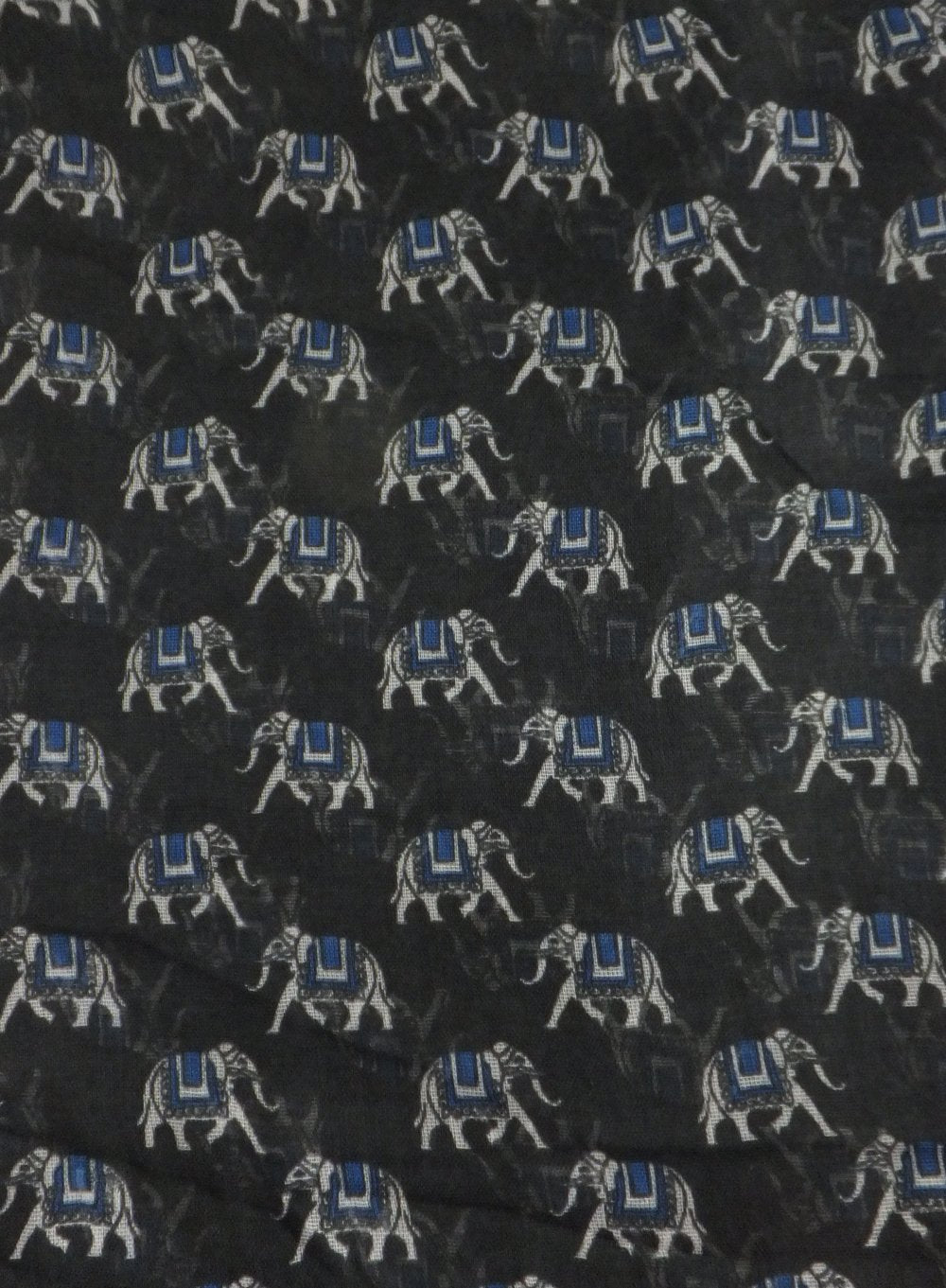 Grey & Blue Indian Elephant Print Scarf
