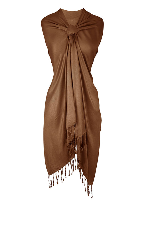 Solid Soft & Silky Eco-Friendly Pashmina Shawl - Wrap - Stole (Chocolate Brown)