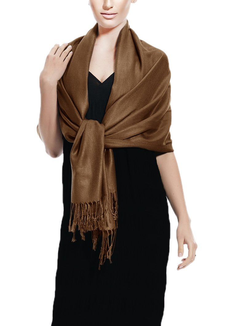 Solid Soft & Silky Eco-Friendly Pashmina Shawl - Wrap - Stole (Chocolate Brown)