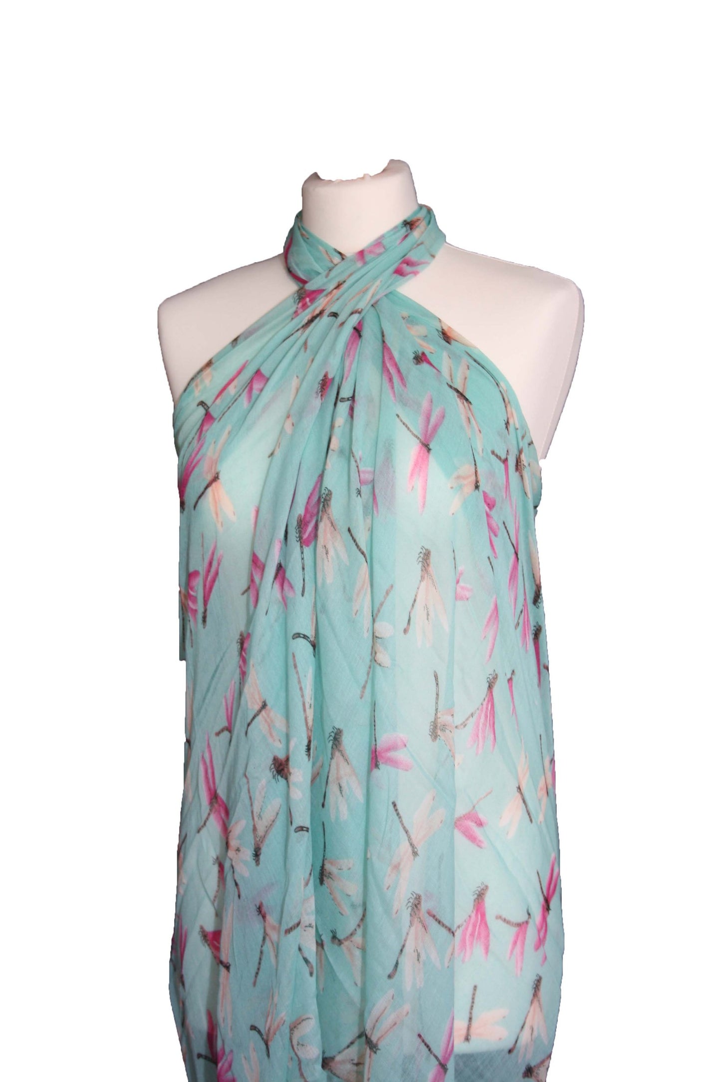 Aqua Women’s Dragonfly Print Scarf Shawl – Lightweight Kaftan Wrap Sarong