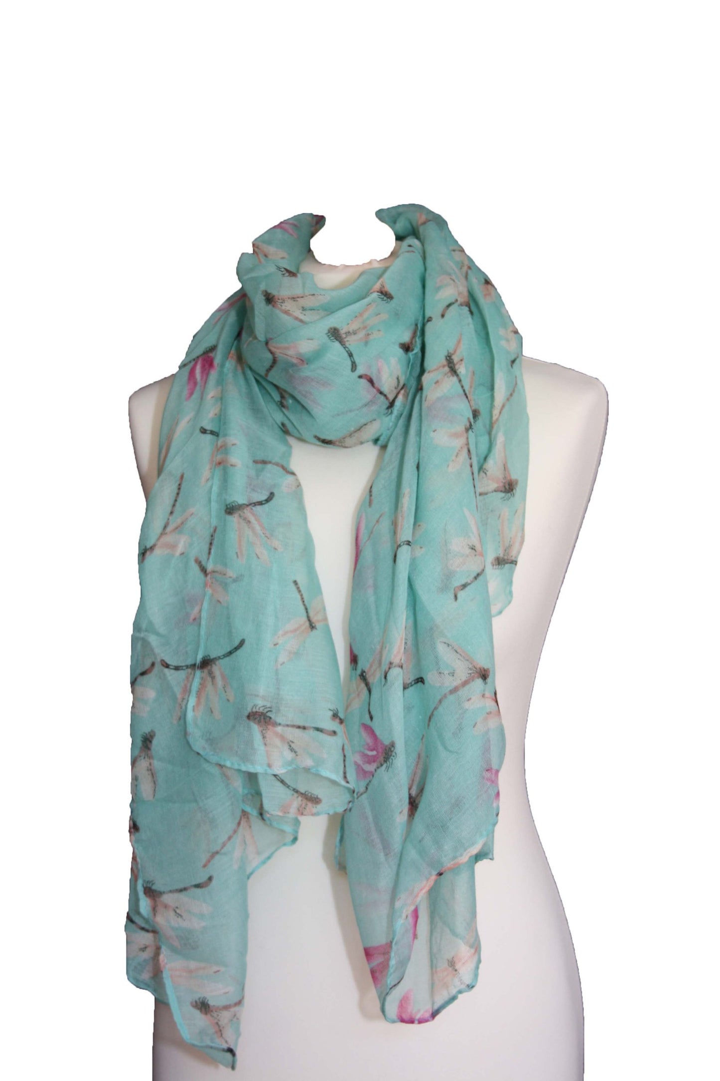 Aqua Women’s Dragonfly Print Scarf Shawl – Lightweight Kaftan Wrap Sarong