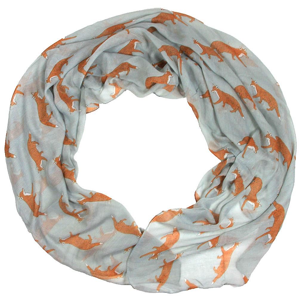 Grey Fox Print Scarf for Women – Large Lightweight Shawl Wrap
