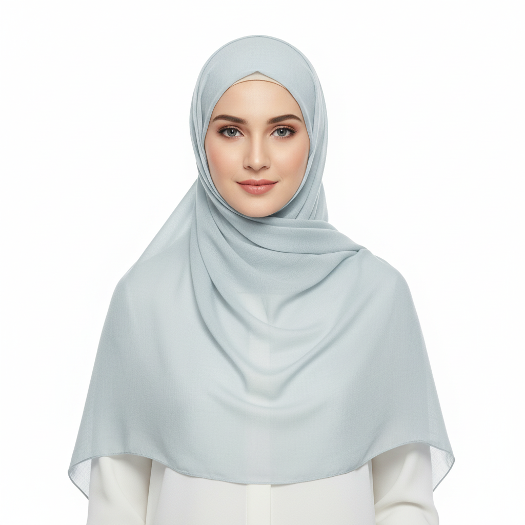 Light Silver Women’s Chiffon Scarf – Plain Lightweight All-Season Shawl