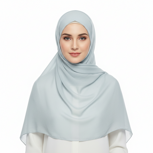 Light Silver Women’s Chiffon Scarf – Plain Lightweight All-Season Shawl